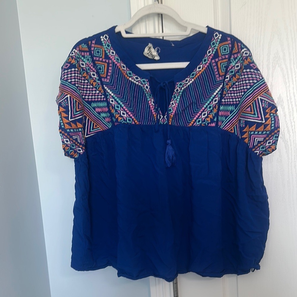 Savanna Jane Colorful Embroidered Blouse